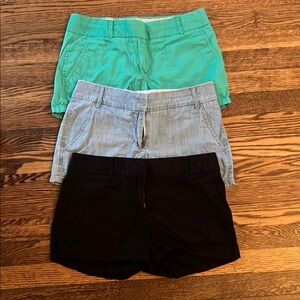 JCrew Women's Casual Shorts Bundle - 3 Pairs - Black, Light Blue, Green
